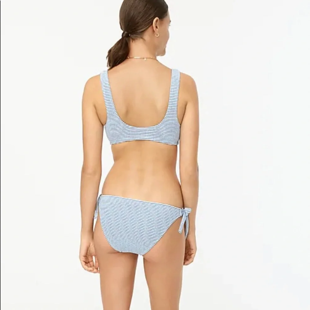 J. Crew NWT‎ Lace-Up Bikini Top and Side Tie Lowrider Bottom in Faded Stripe